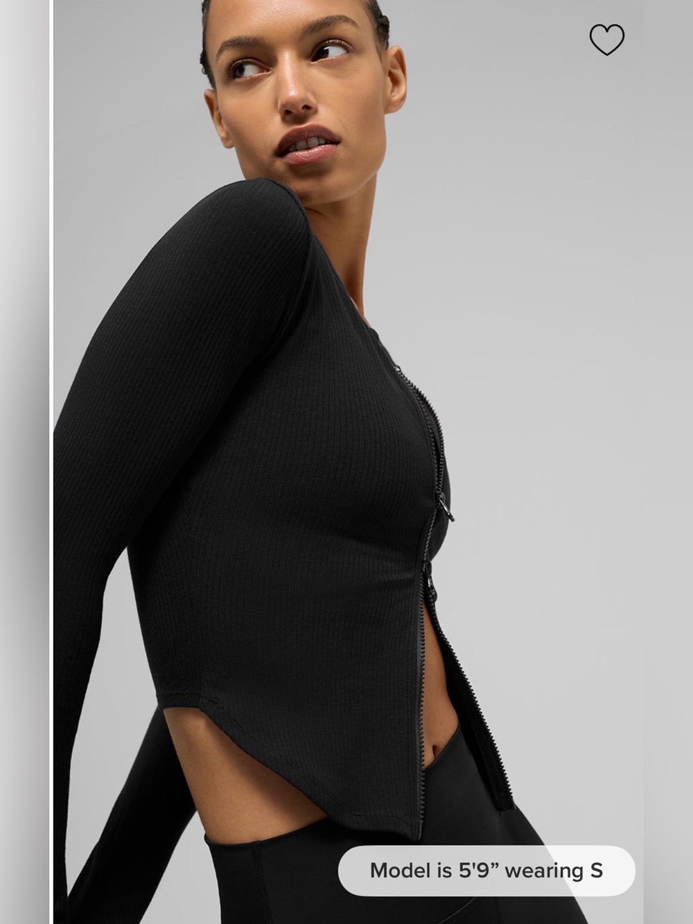 ALO Yoga Black Ribbed Stardust Long Sleeve Zip Up
